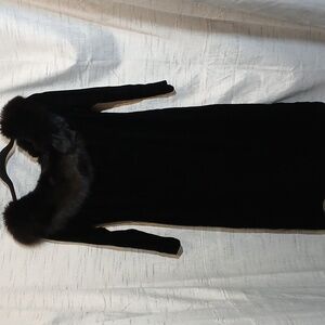 Vintage Tracy Mills Black Satin/Velvet  Dress